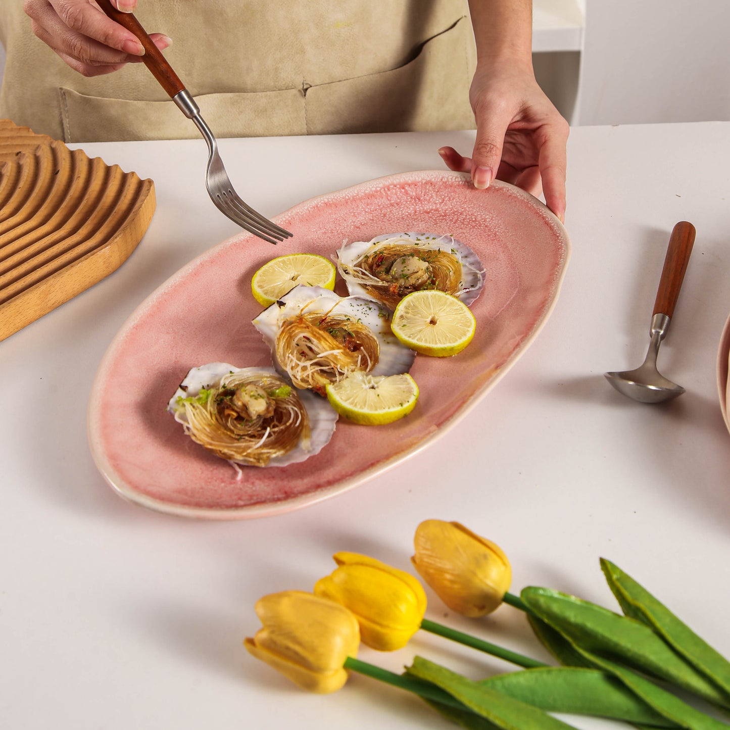 Rose Pink Organic Serving Platter Set