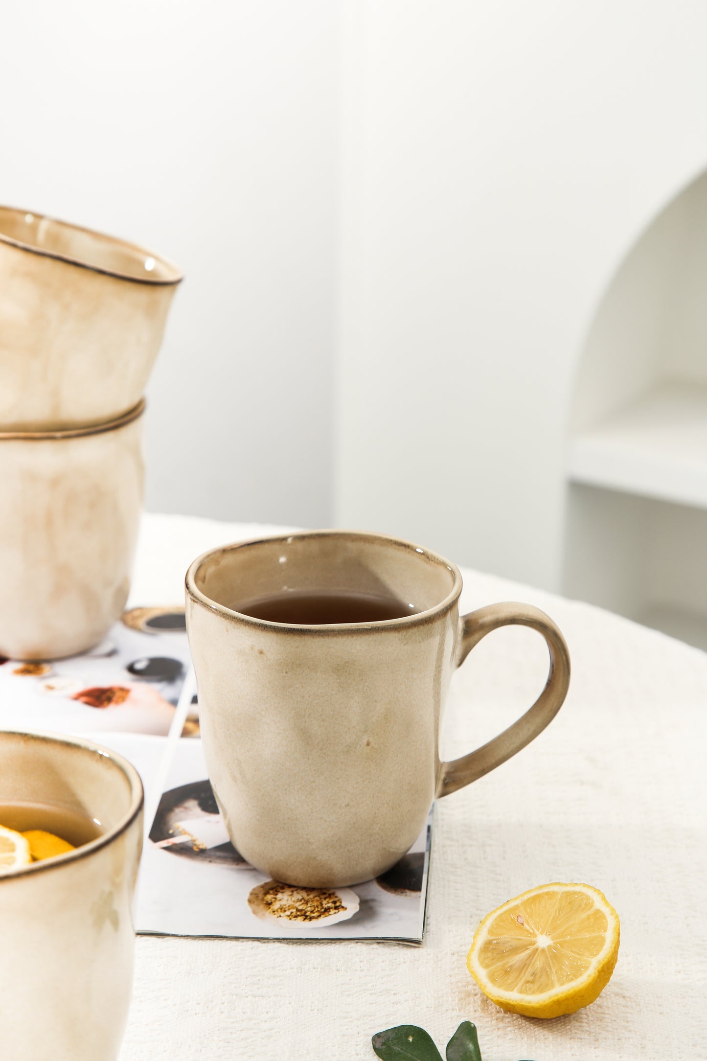 4-Piece Stoneware Mug Set in Crema