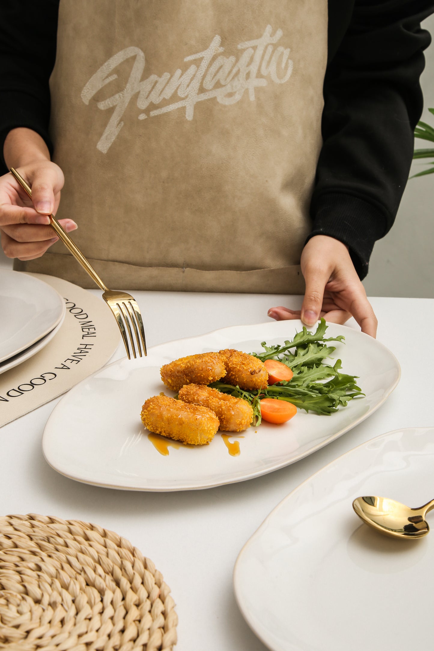 3-Piece Stoneware Serving Platter Set in Pearl White
