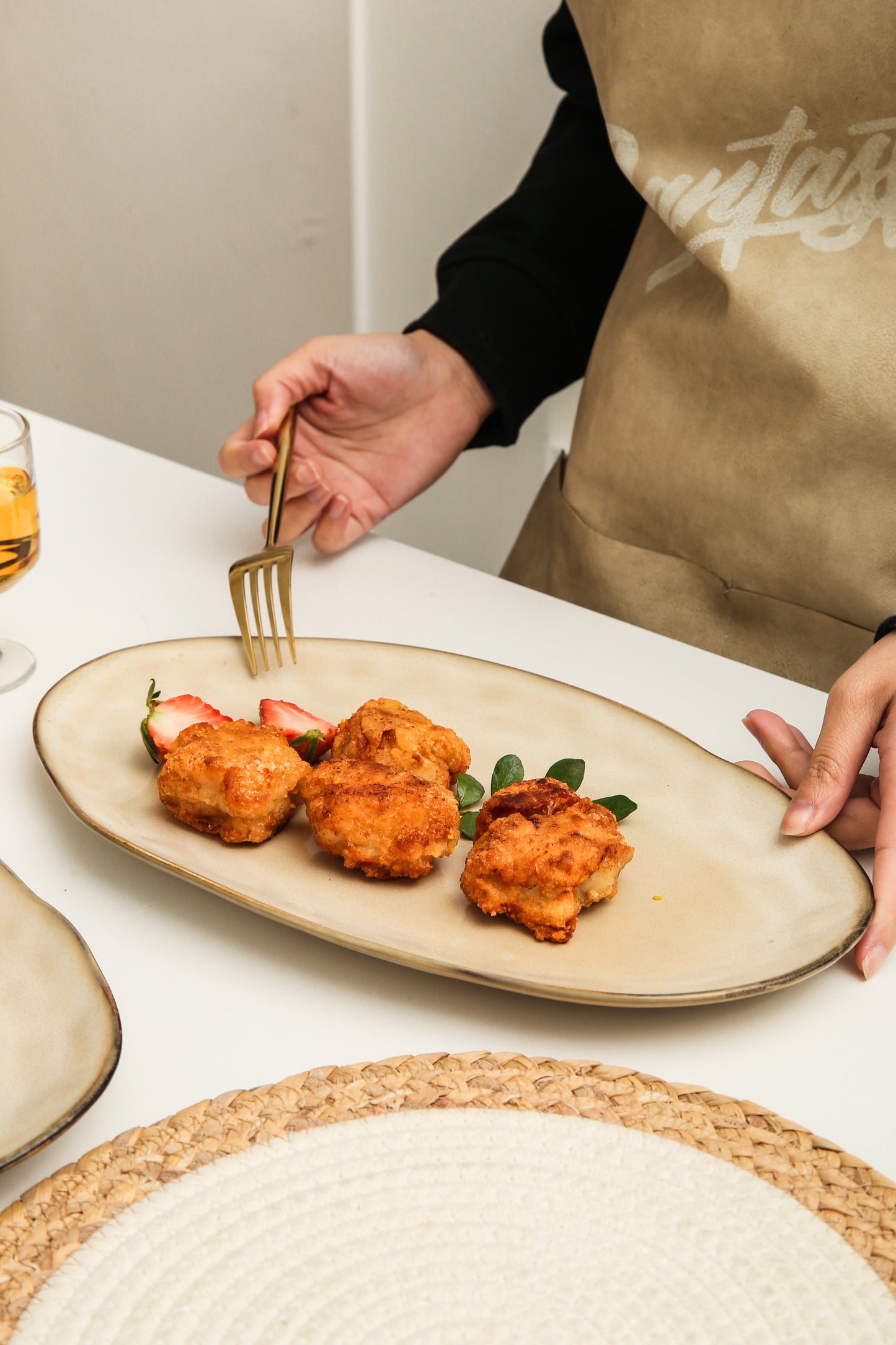 3-Piece Stoneware Serving Platter Set in Crema