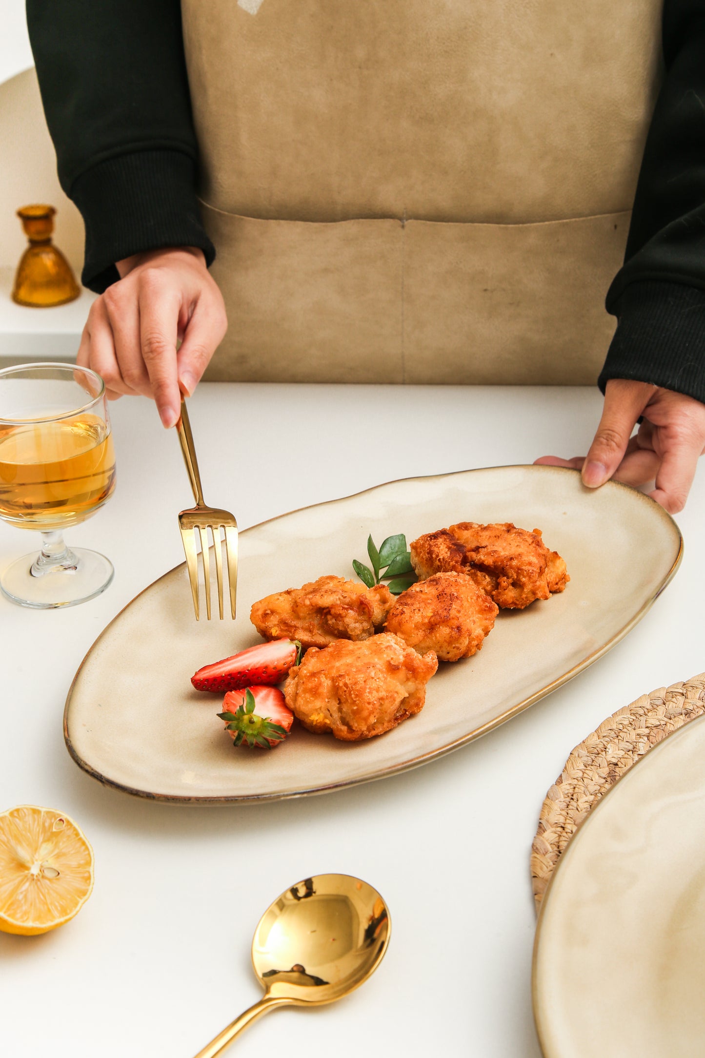 3-Piece Stoneware Serving Platter Set in Crema