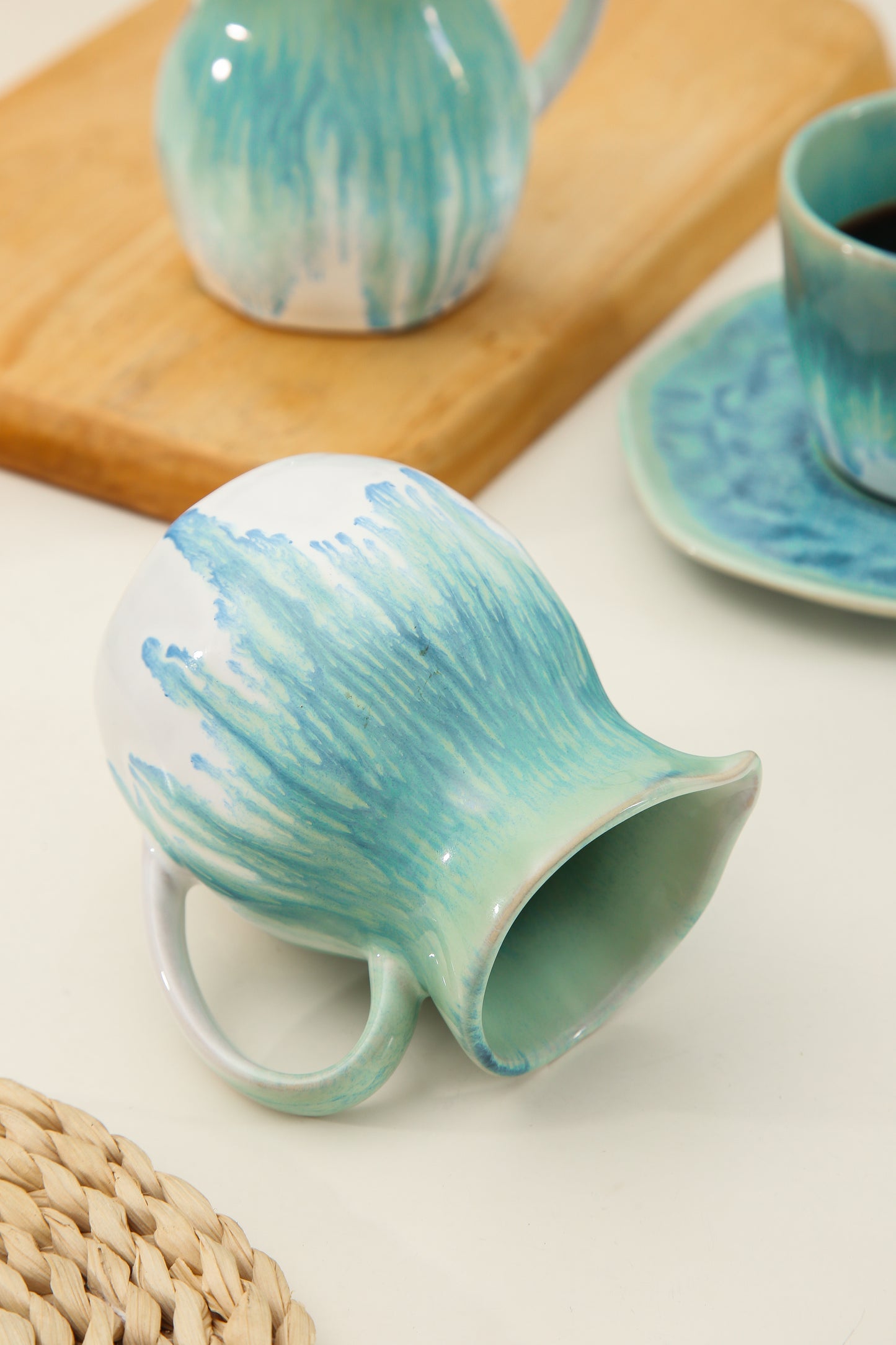2-Piece Milk Pitcher Set-Aqua Blue