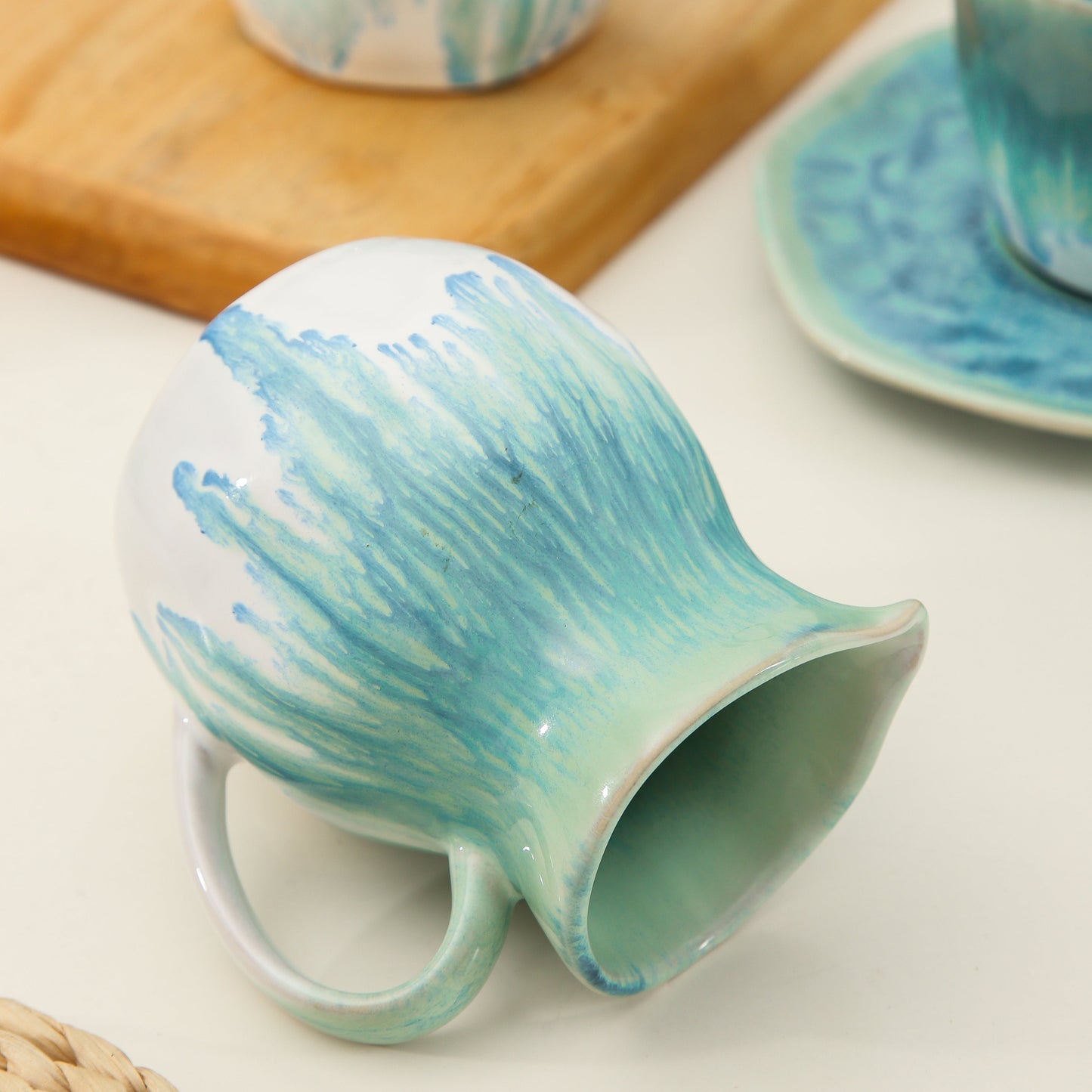 2-Piece Milk Pitcher Set-Aqua Blue