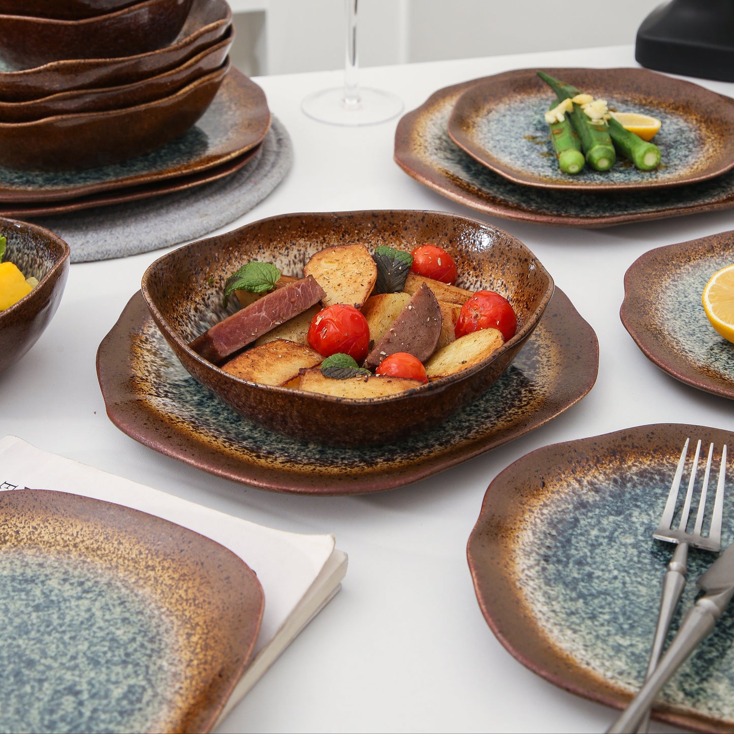16 Piece Set Dinnerware Set-Espresso Stone