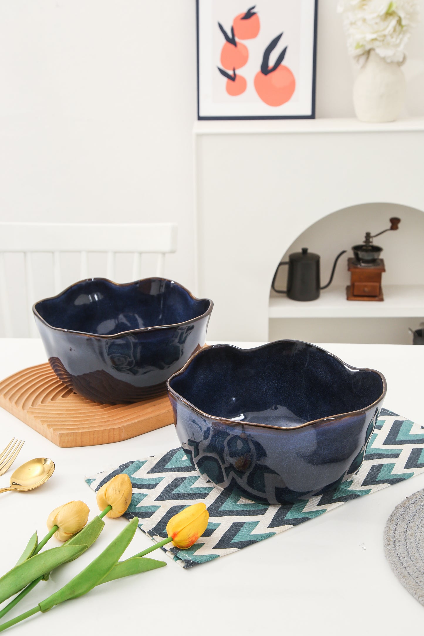 2 pcs Organic Deep Bowl- Ocean Blue
