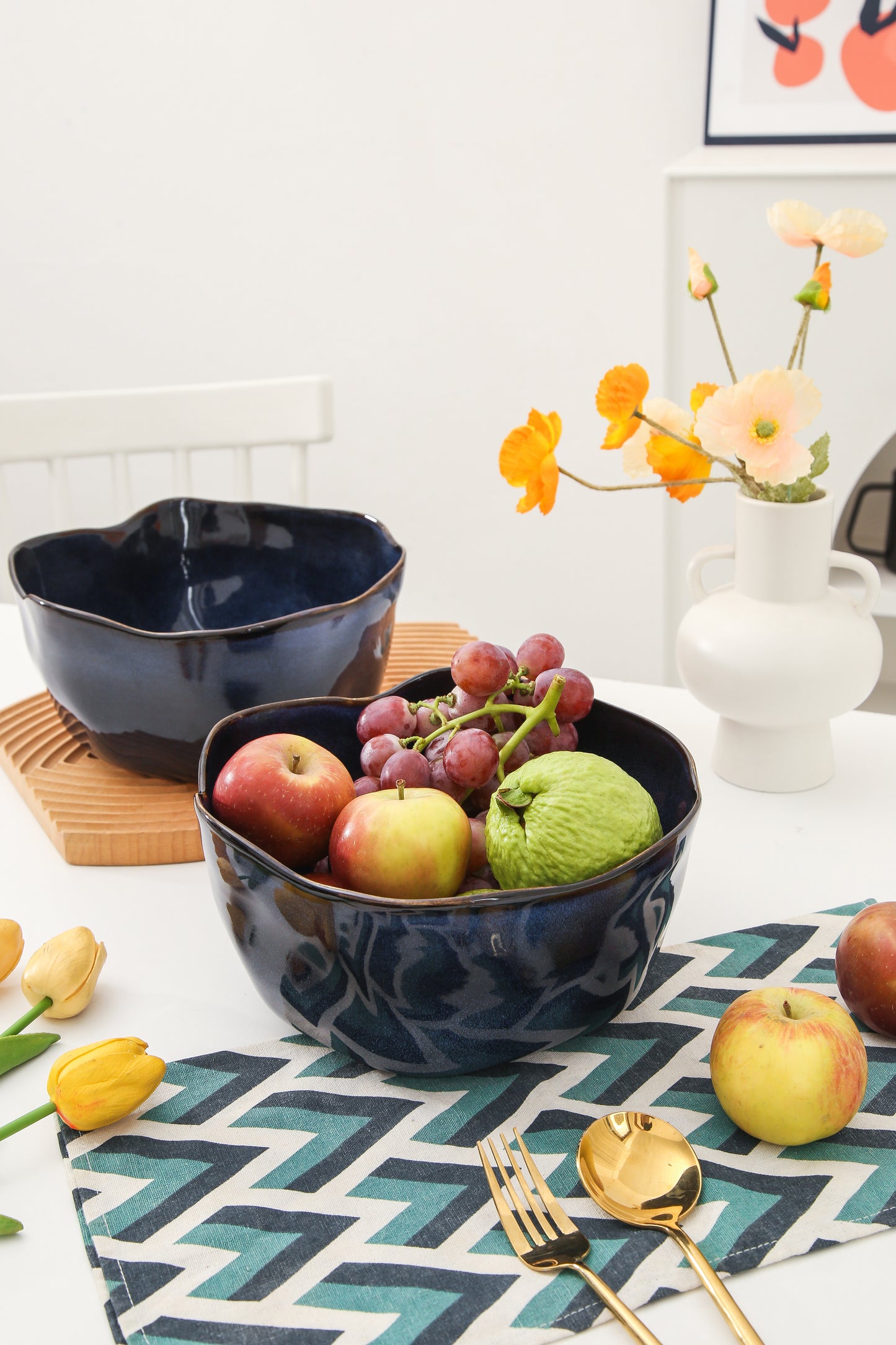 2 pcs Organic Deep Bowl- Ocean Blue