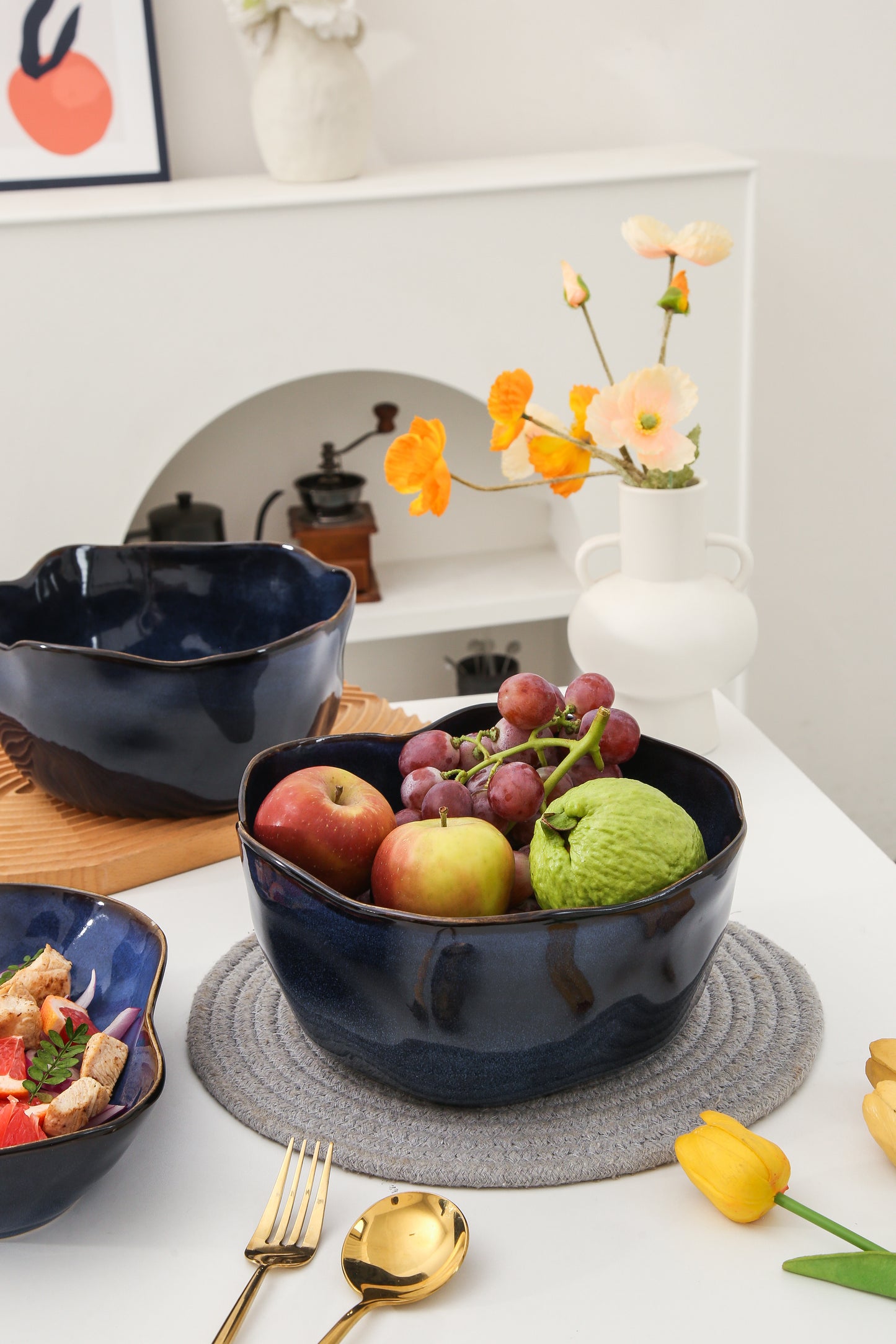 2 pcs Organic Deep Bowl- Ocean Blue