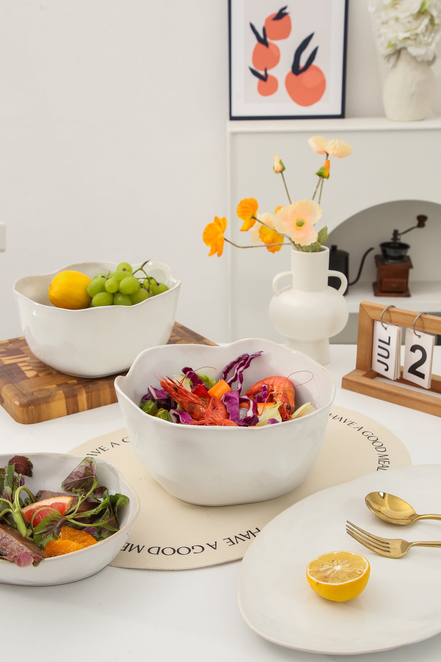 2 pcs Organic Deep Bowl-Pearl White