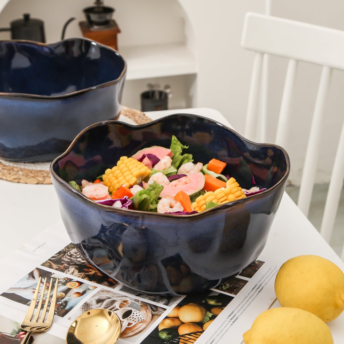 2 pcs Organic Deep Bowl- Ocean Blue