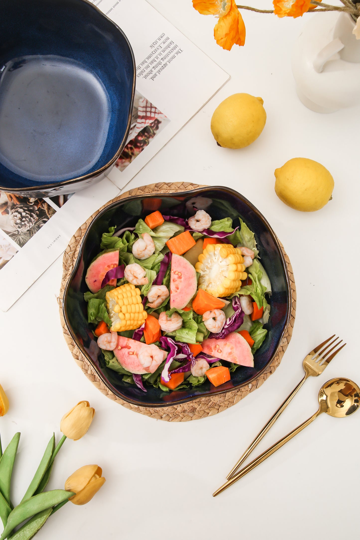 2 pcs Organic Deep Bowl- Ocean Blue