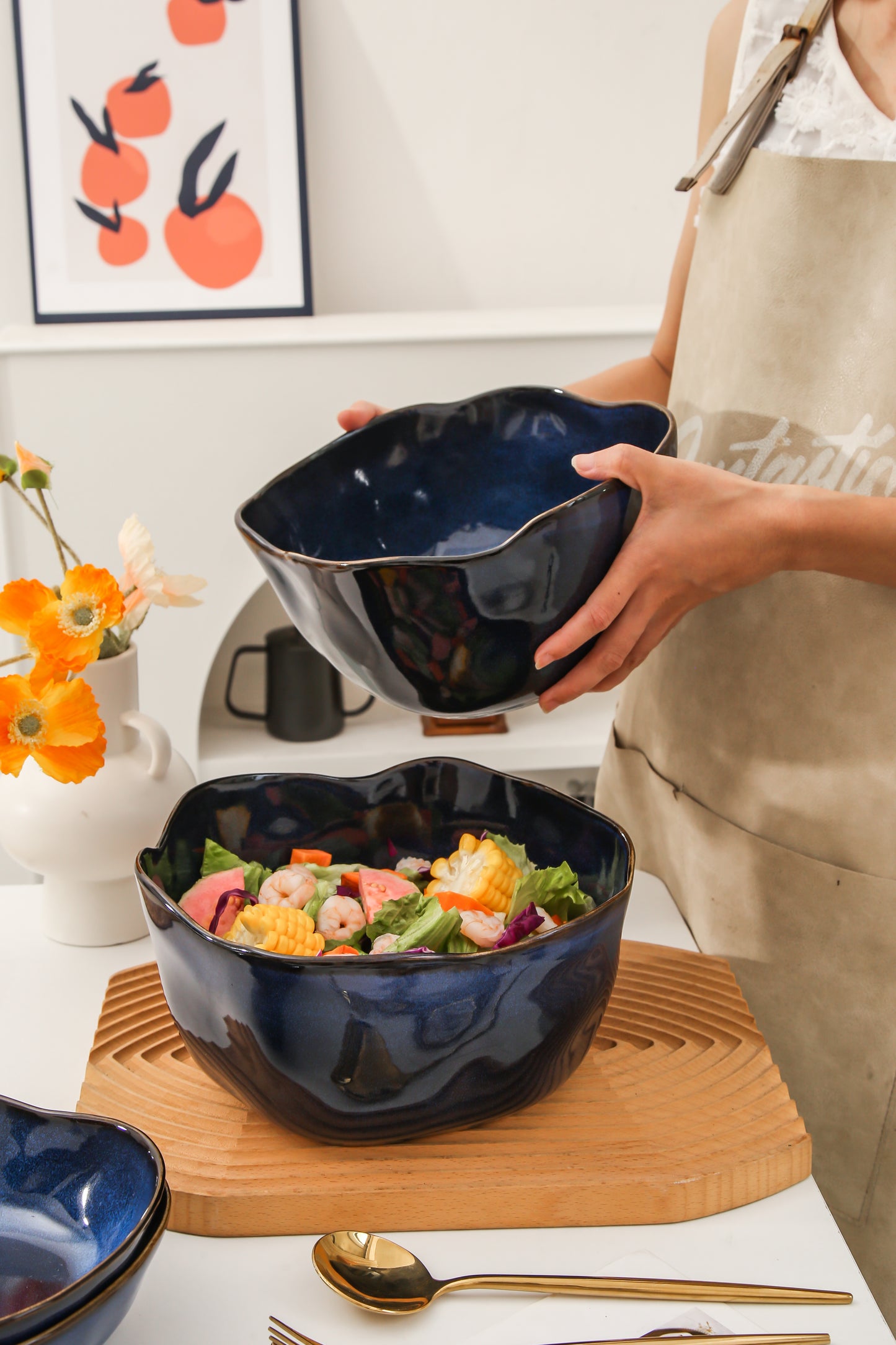 2 pcs Organic Deep Bowl- Ocean Blue