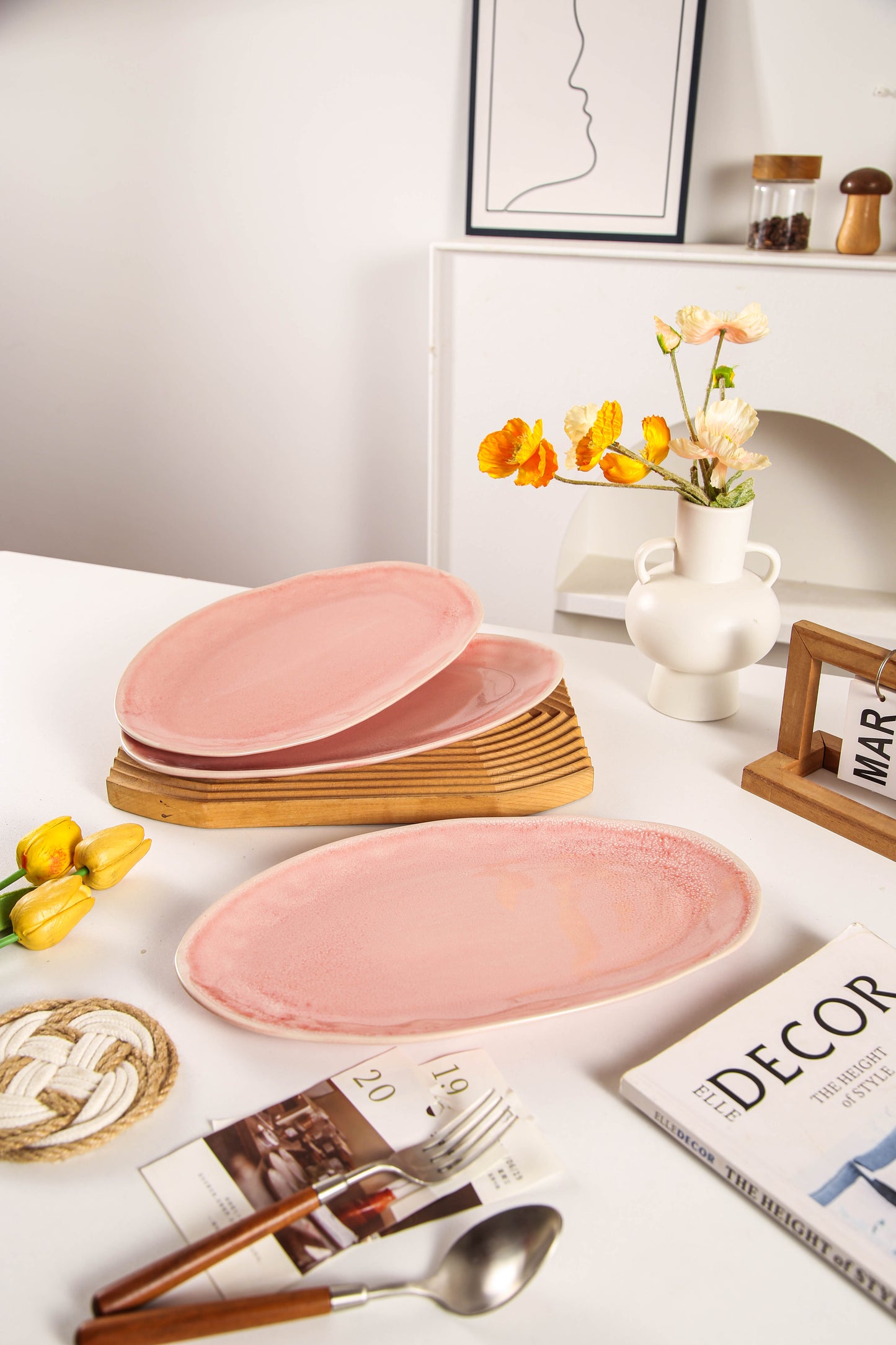 Rose Pink Organic Serving Platter Set