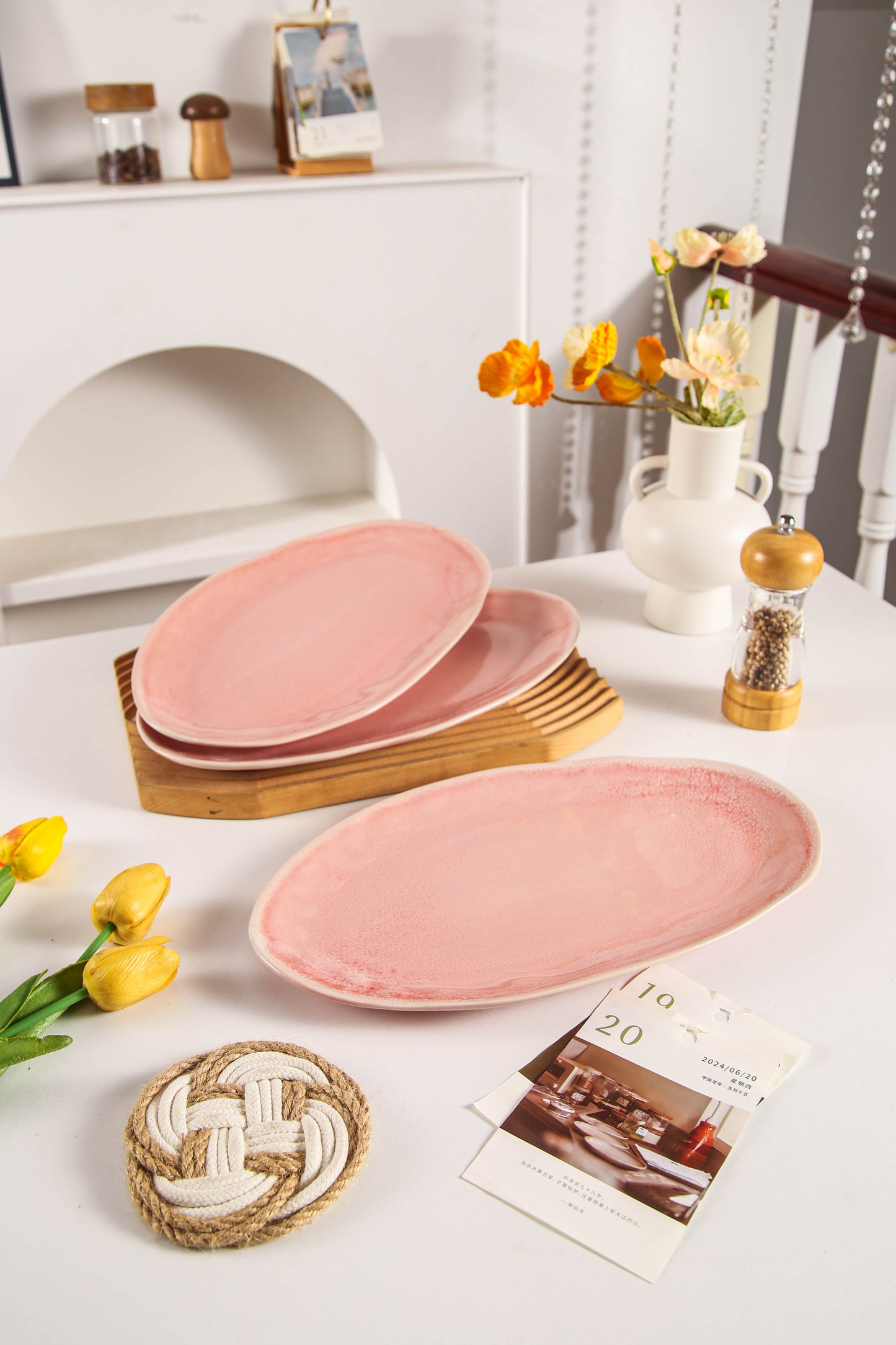 Rose Pink Organic Serving Platter Set