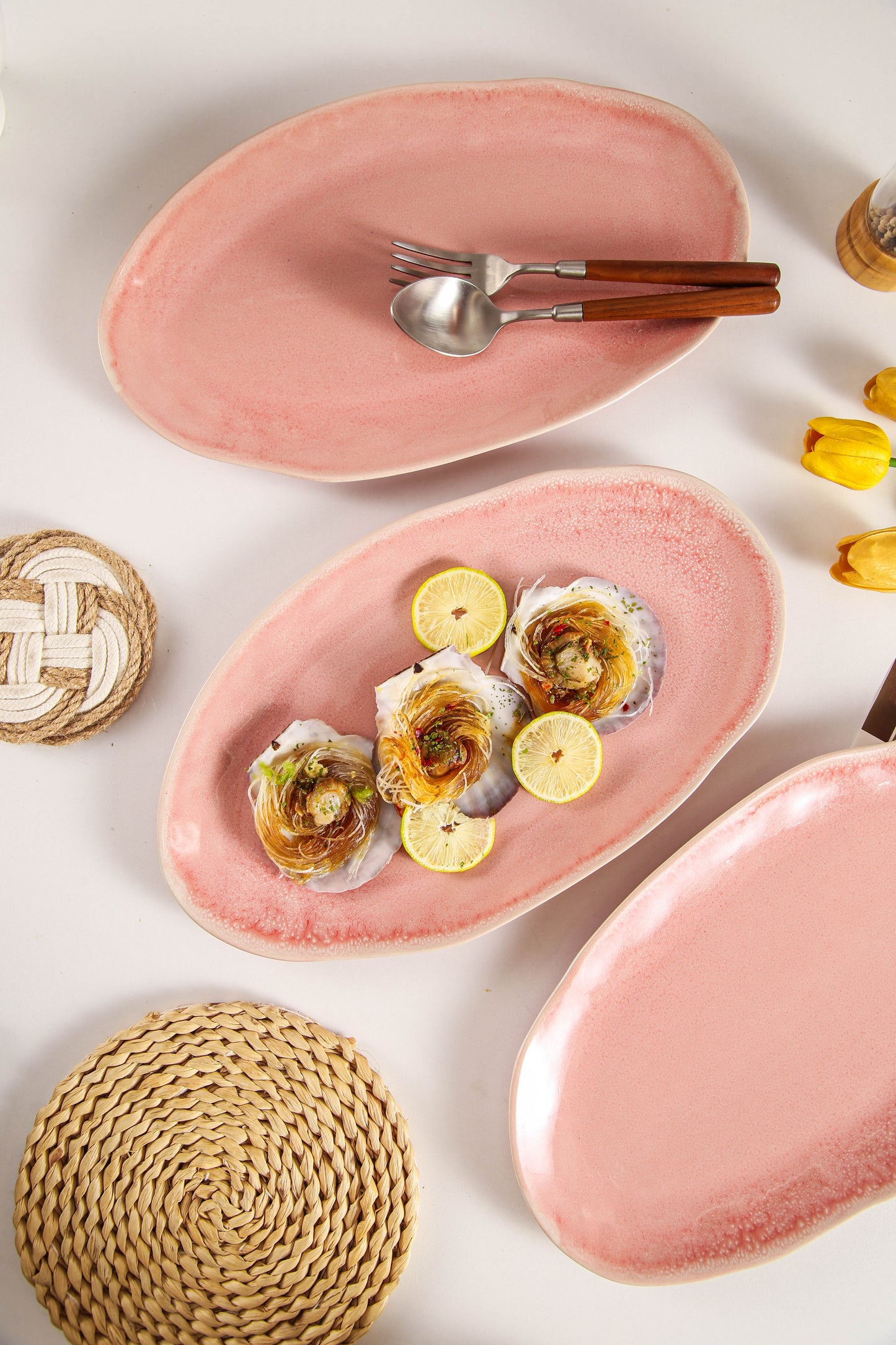 Rose Pink Organic Serving Platter Set