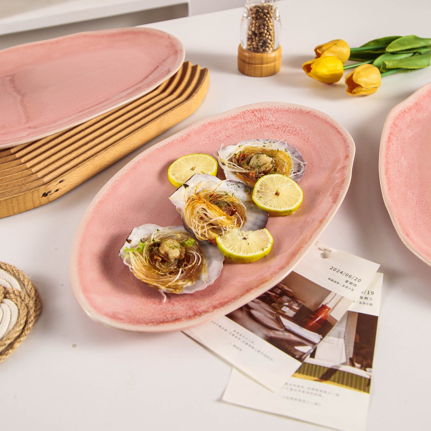 Rose Pink Organic Serving Platter Set