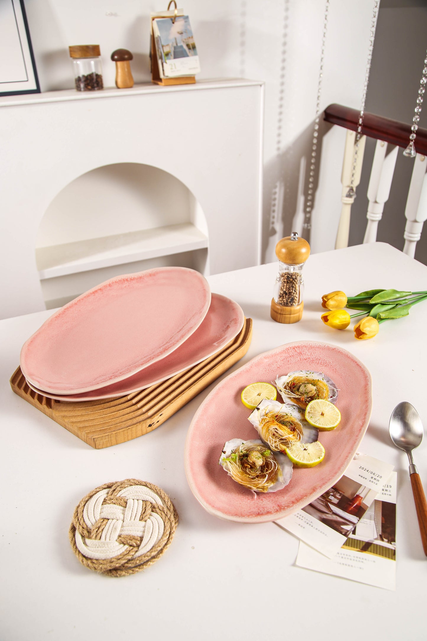 Rose Pink Organic Serving Platter Set