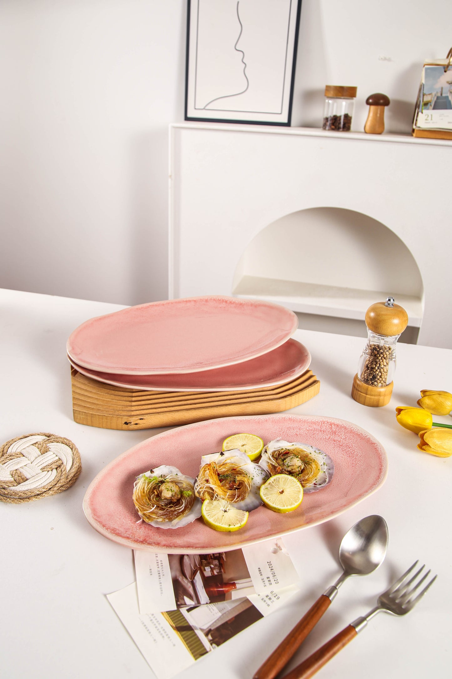 Rose Pink Organic Serving Platter Set