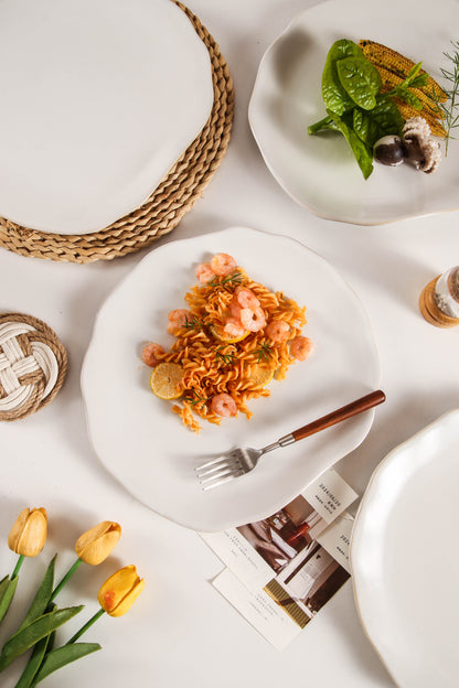 Pearl White Organic Grand Dinner Plate Set