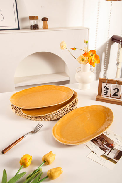 Golden Amber Organic Serving Platter Set