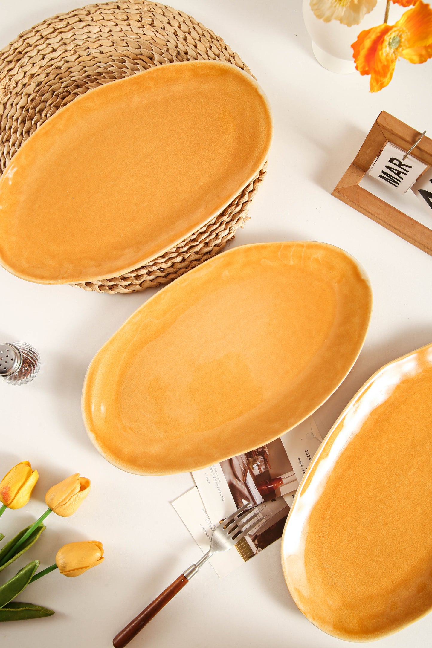 Golden Amber Organic Serving Platter Set