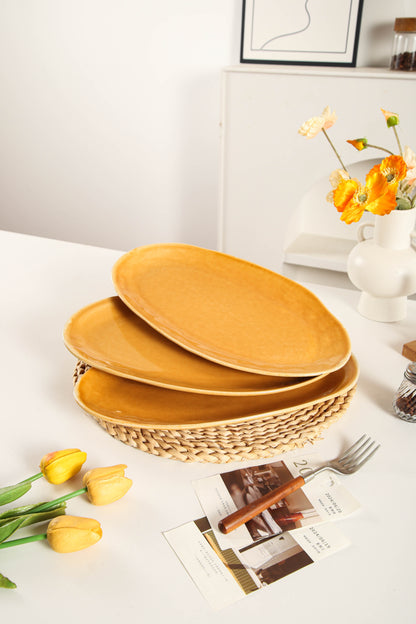 Golden Amber Organic Serving Platter Set