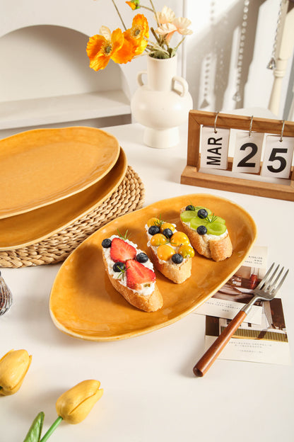 Golden Amber Organic Serving Platter Set