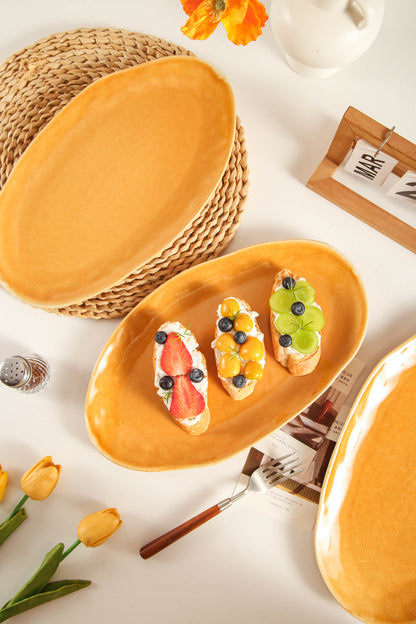 Golden Amber Organic Serving Platter Set