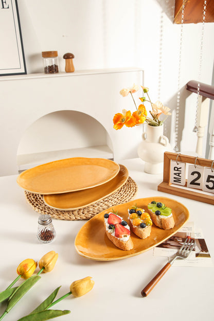 Golden Amber Organic Serving Platter Set
