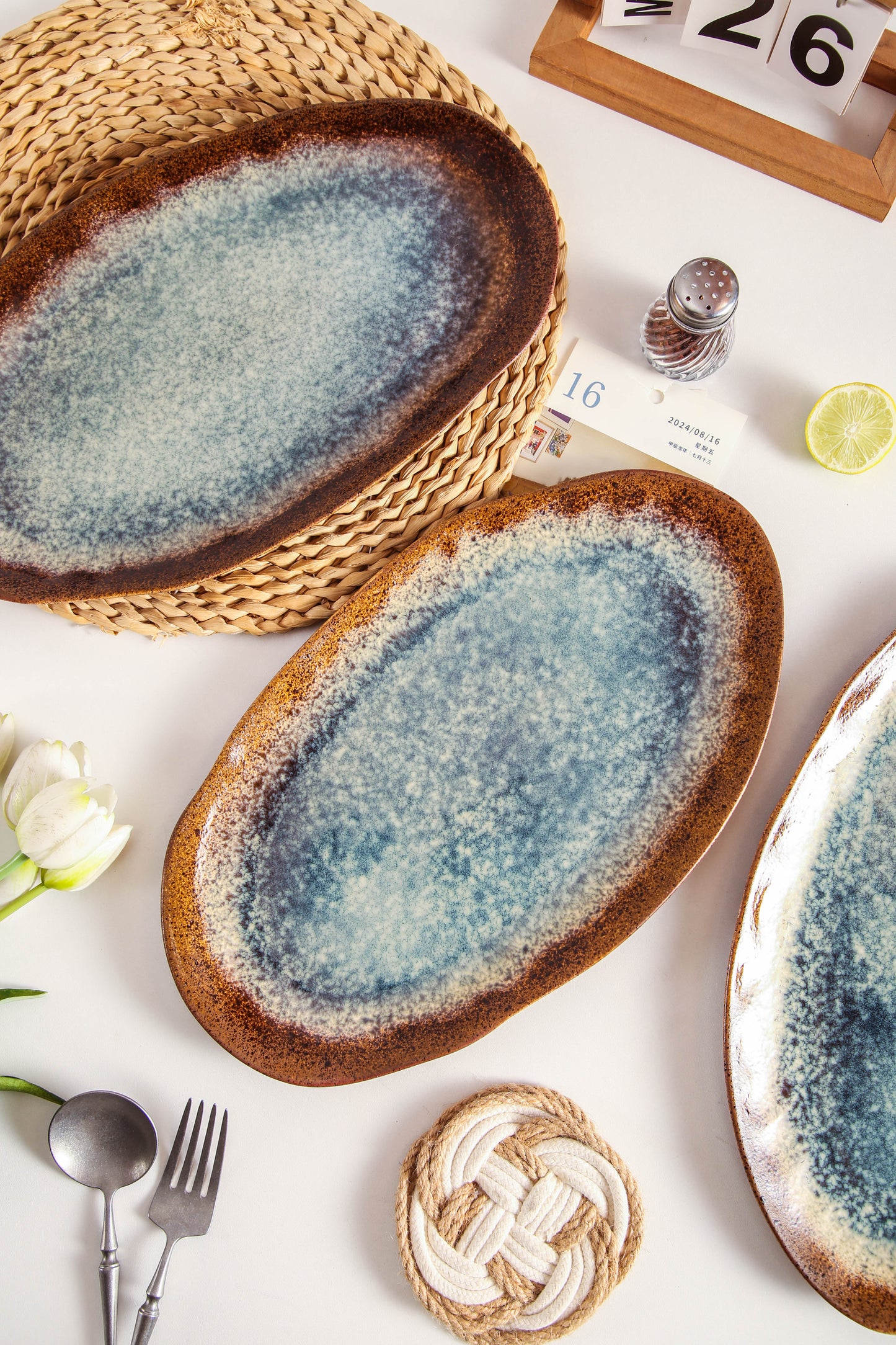 Espresso Stone Organic Serving Platter Set