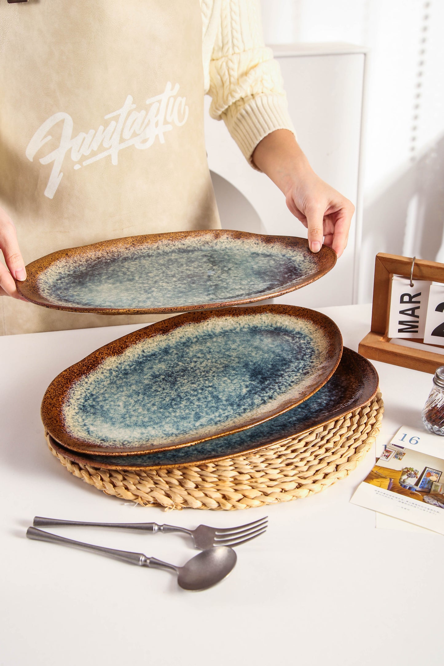 Espresso Stone Organic Serving Platter Set