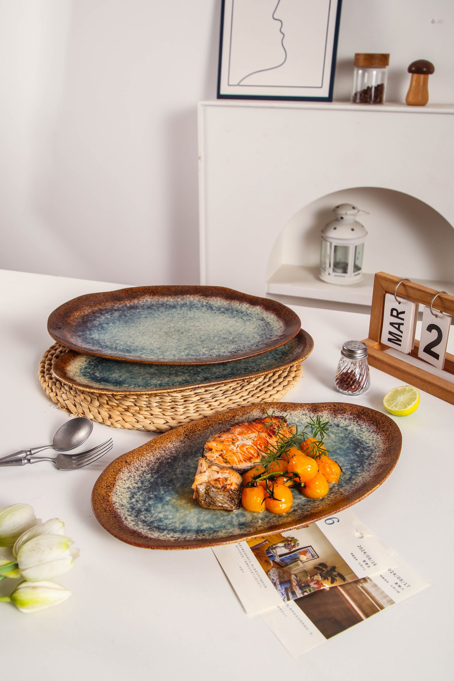 Espresso Stone Organic Serving Platter Set