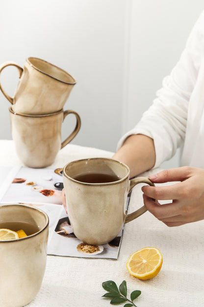4-Piece Stoneware Mug Set in Crema