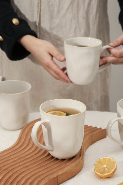 4-Piece Stoneware Mug Set in Pearl White