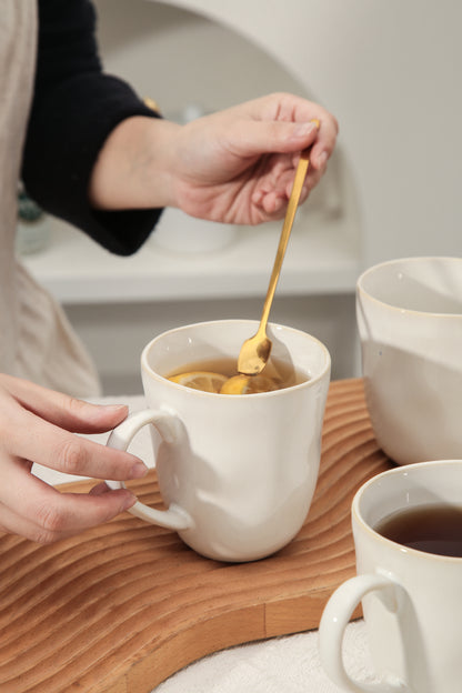 4-Piece Stoneware Mug Set in Pearl White