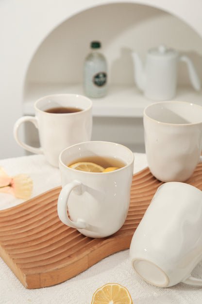 4-Piece Stoneware Mug Set in Pearl White