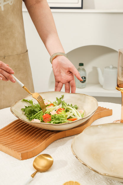 4-Piece Stoneware Deep Plate Set in Crema