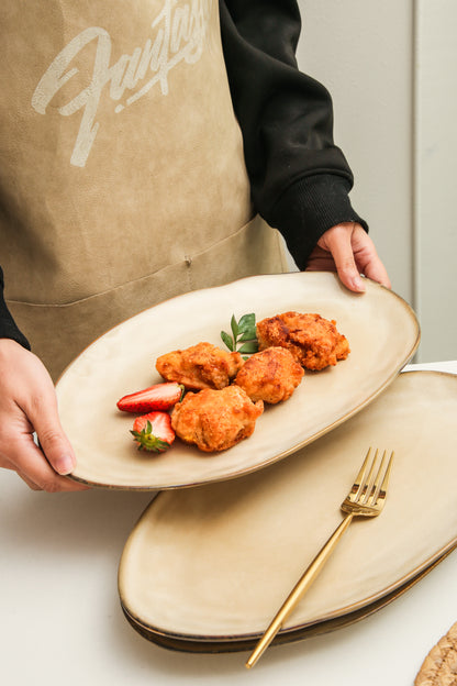 3-Piece Stoneware Serving Platter Set in Crema