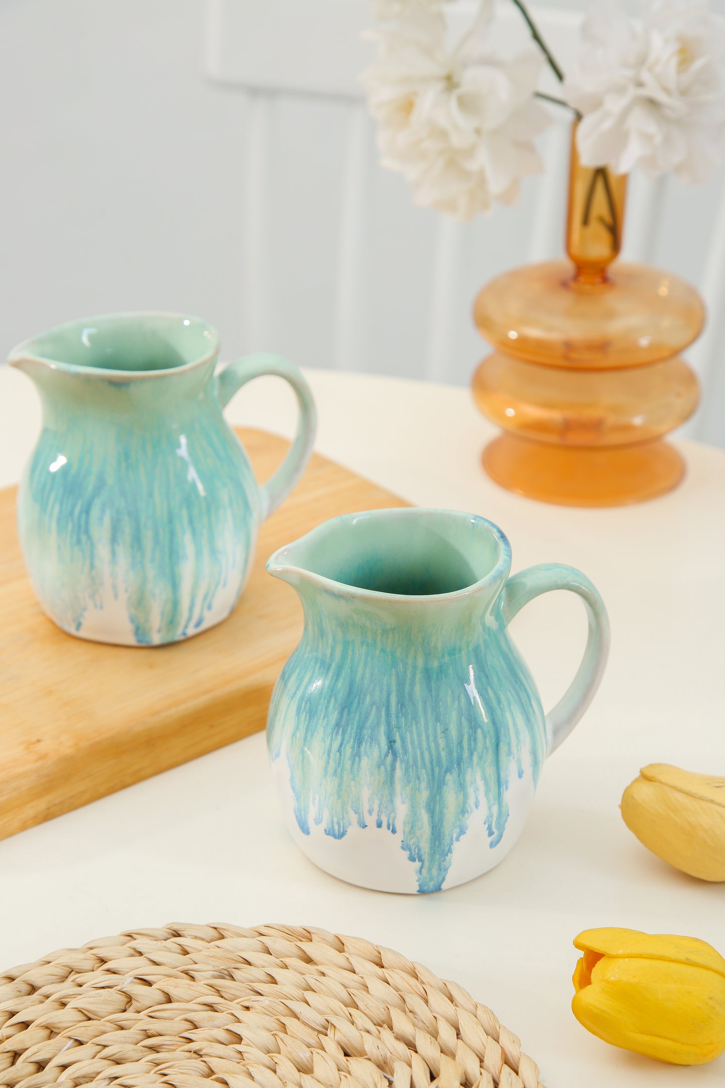 2-Piece Milk Pitcher Set-Aqua Blue