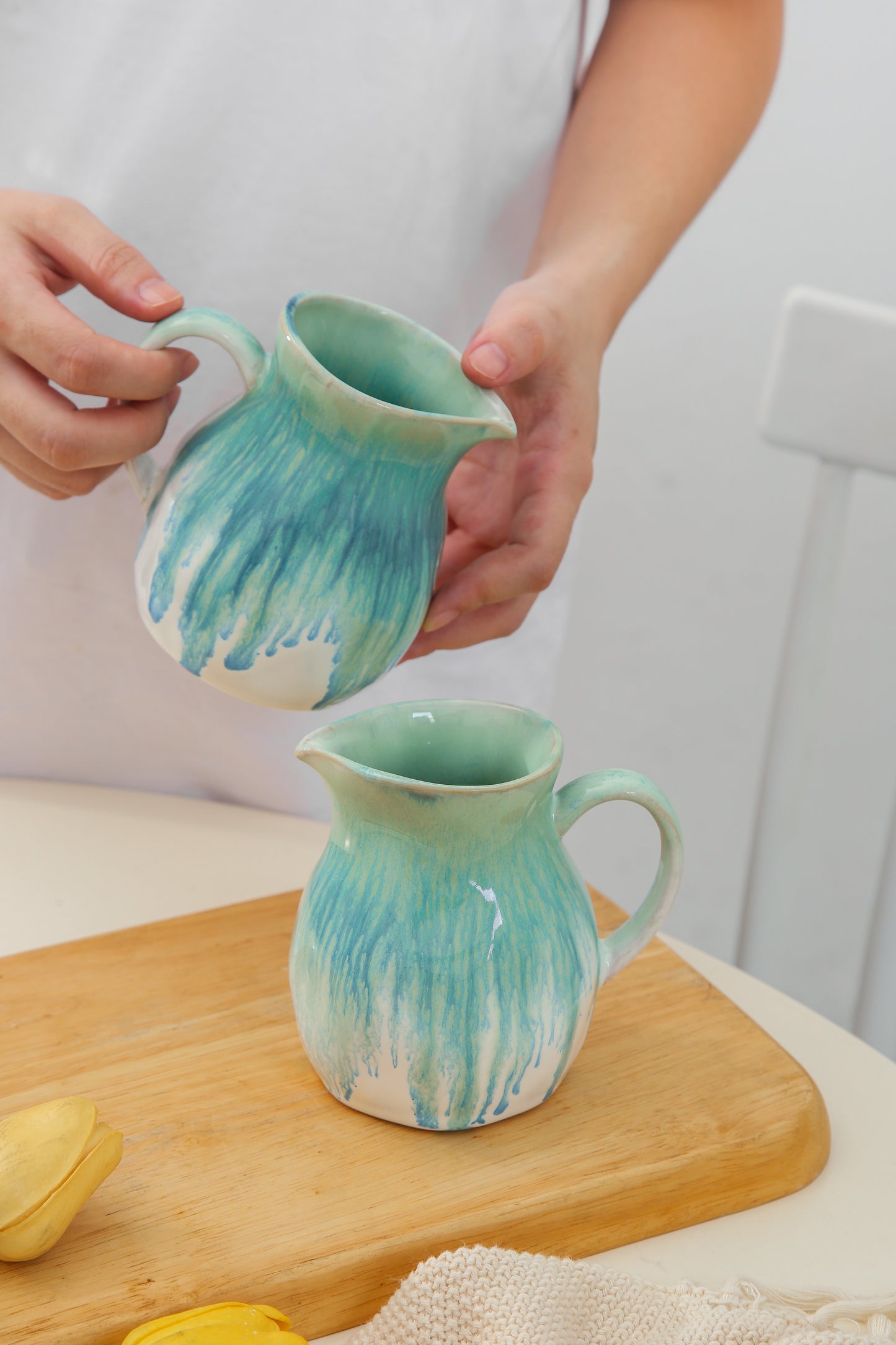 2-Piece Milk Pitcher Set-Aqua Blue
