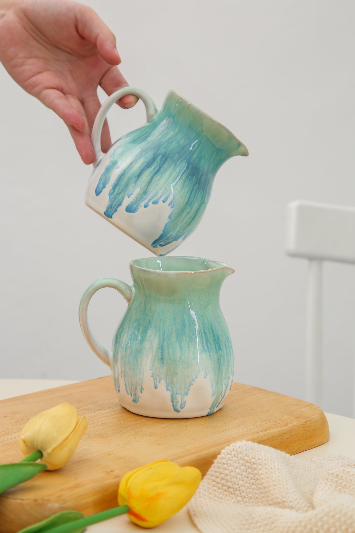 2-Piece Milk Pitcher Set-Aqua Blue