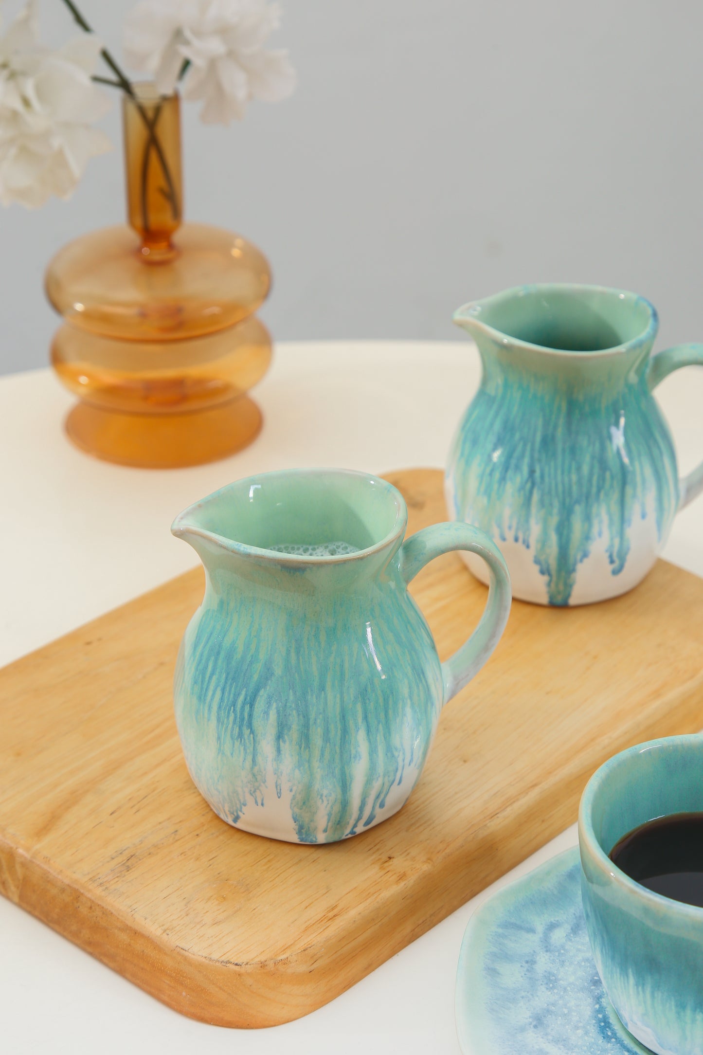 2-Piece Milk Pitcher Set-Aqua Blue