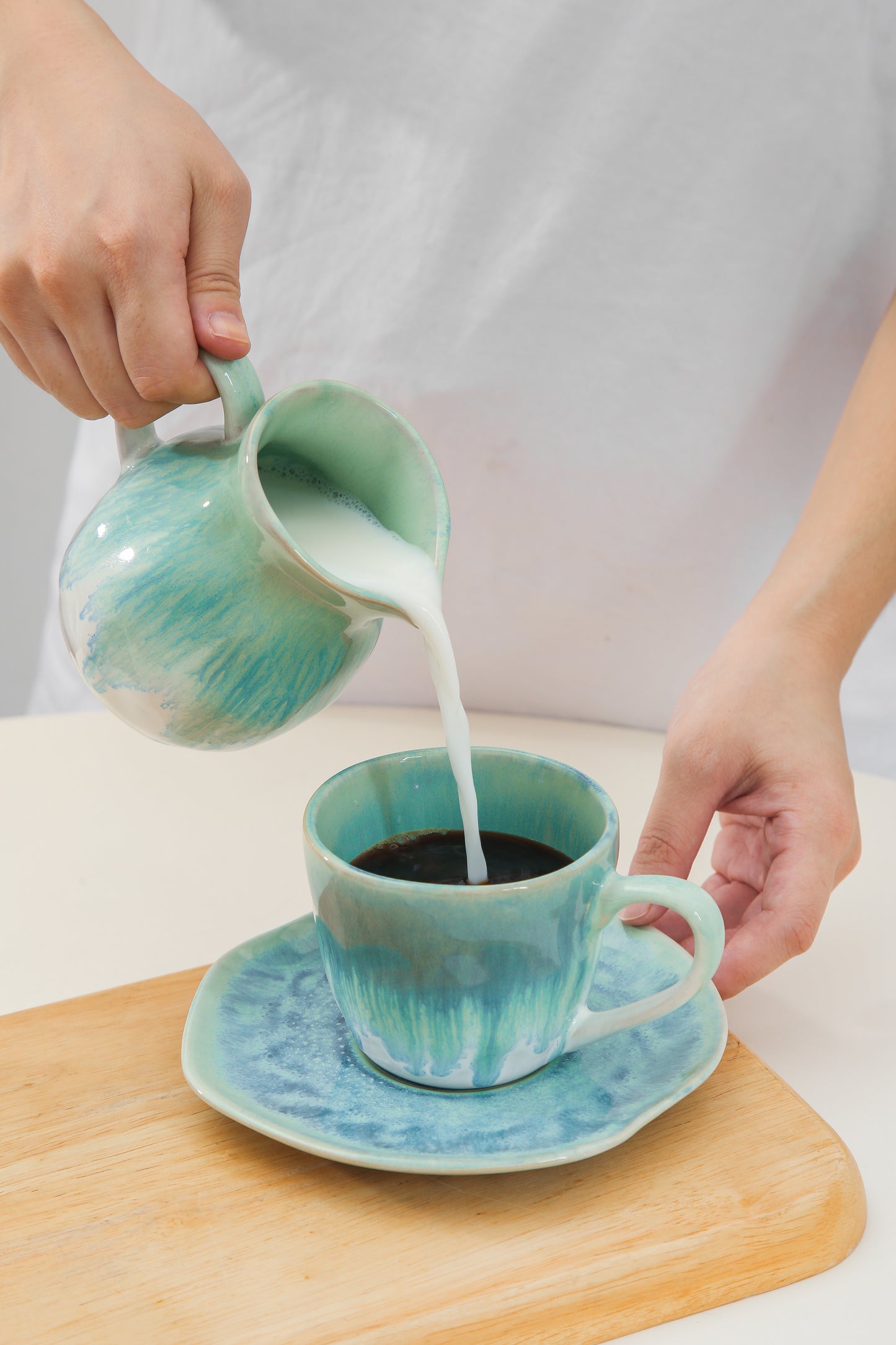 2-Piece Milk Pitcher Set-Aqua Blue