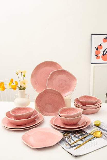 16 Piece Set Dinnerware Set- Rose Pink