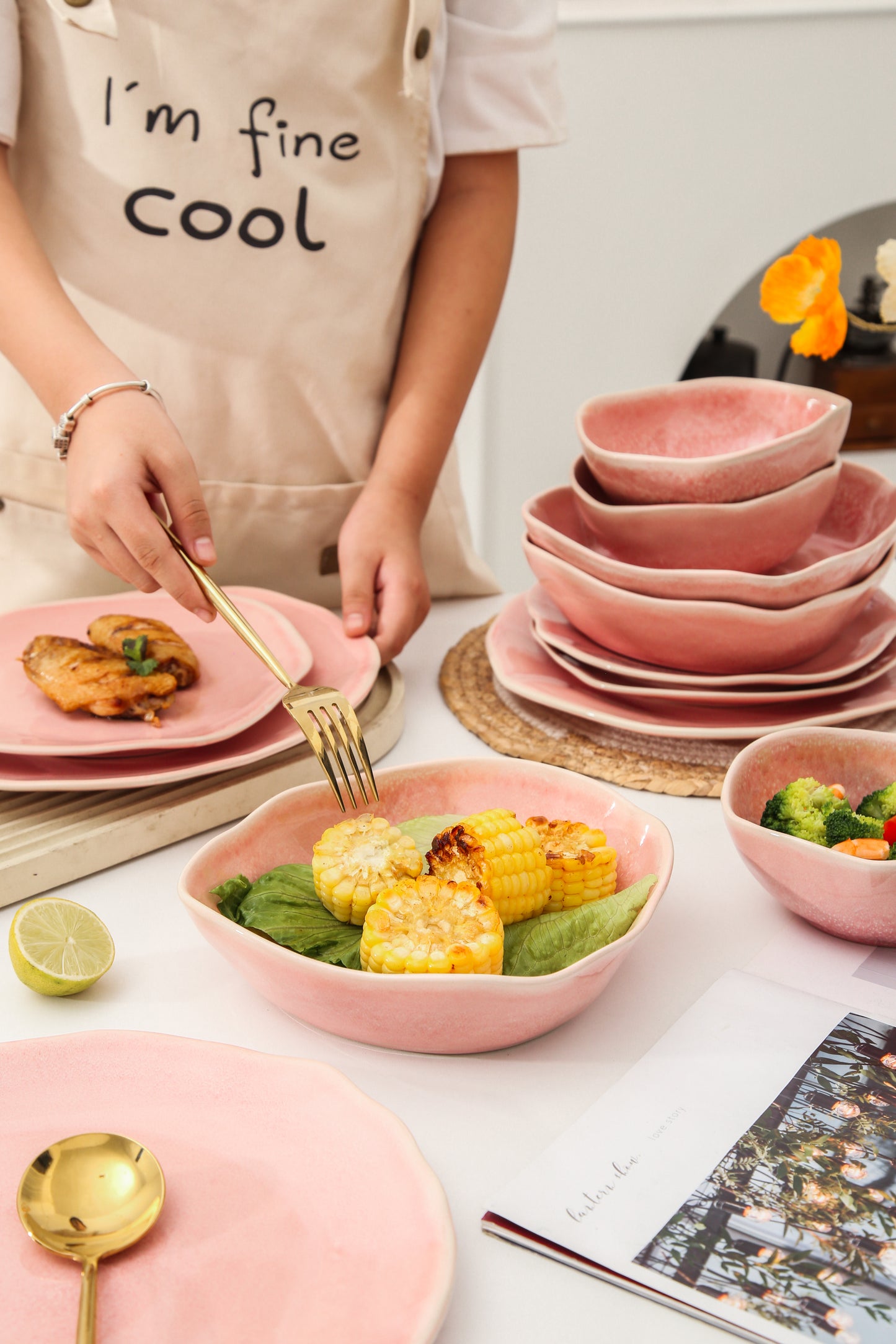 16 Piece Set Dinnerware Set- Rose Pink