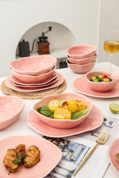 16 Piece Set Dinnerware Set- Rose Pink