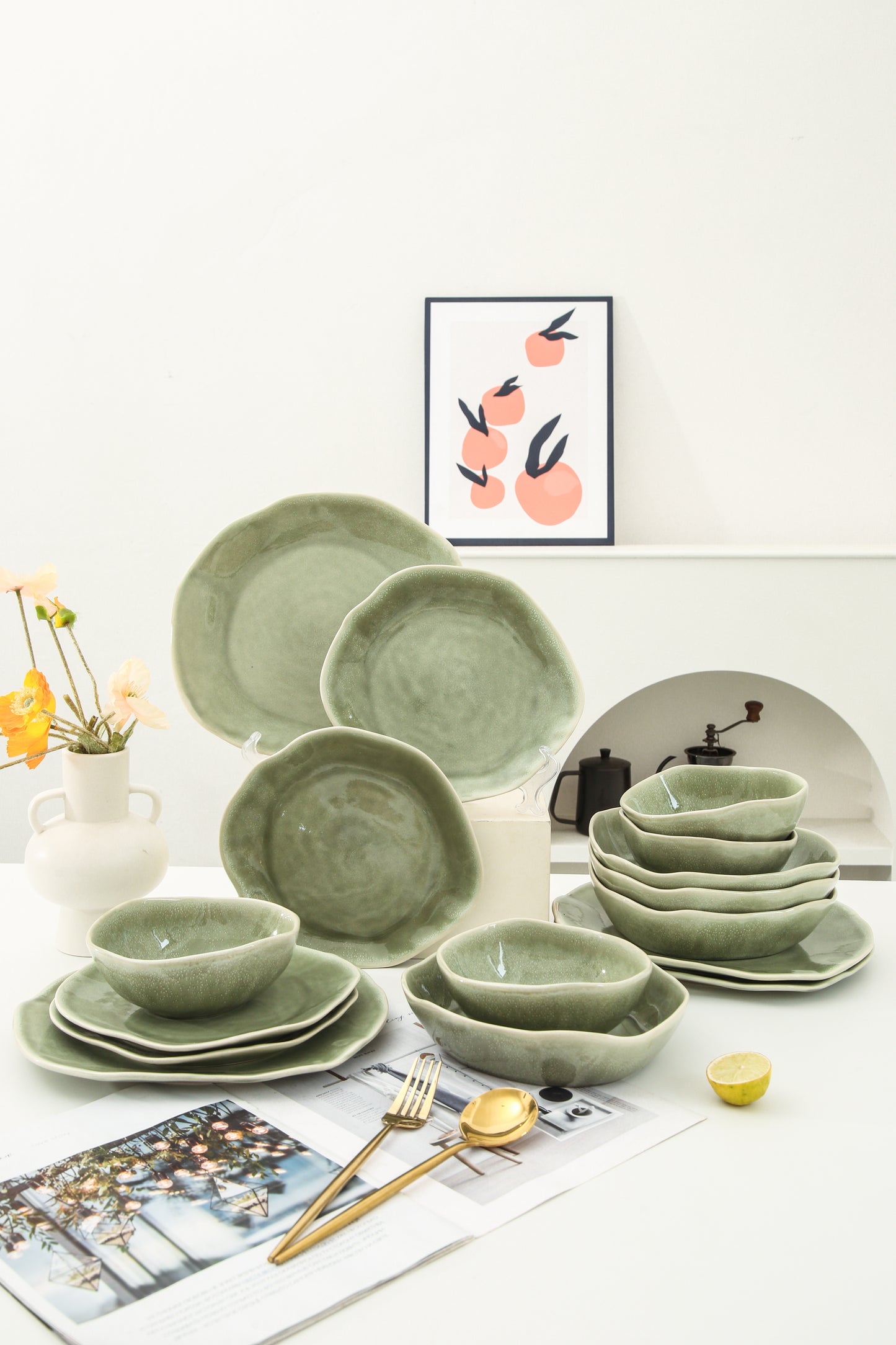 16 Piece Set Dinnerware Set-Royal Olive