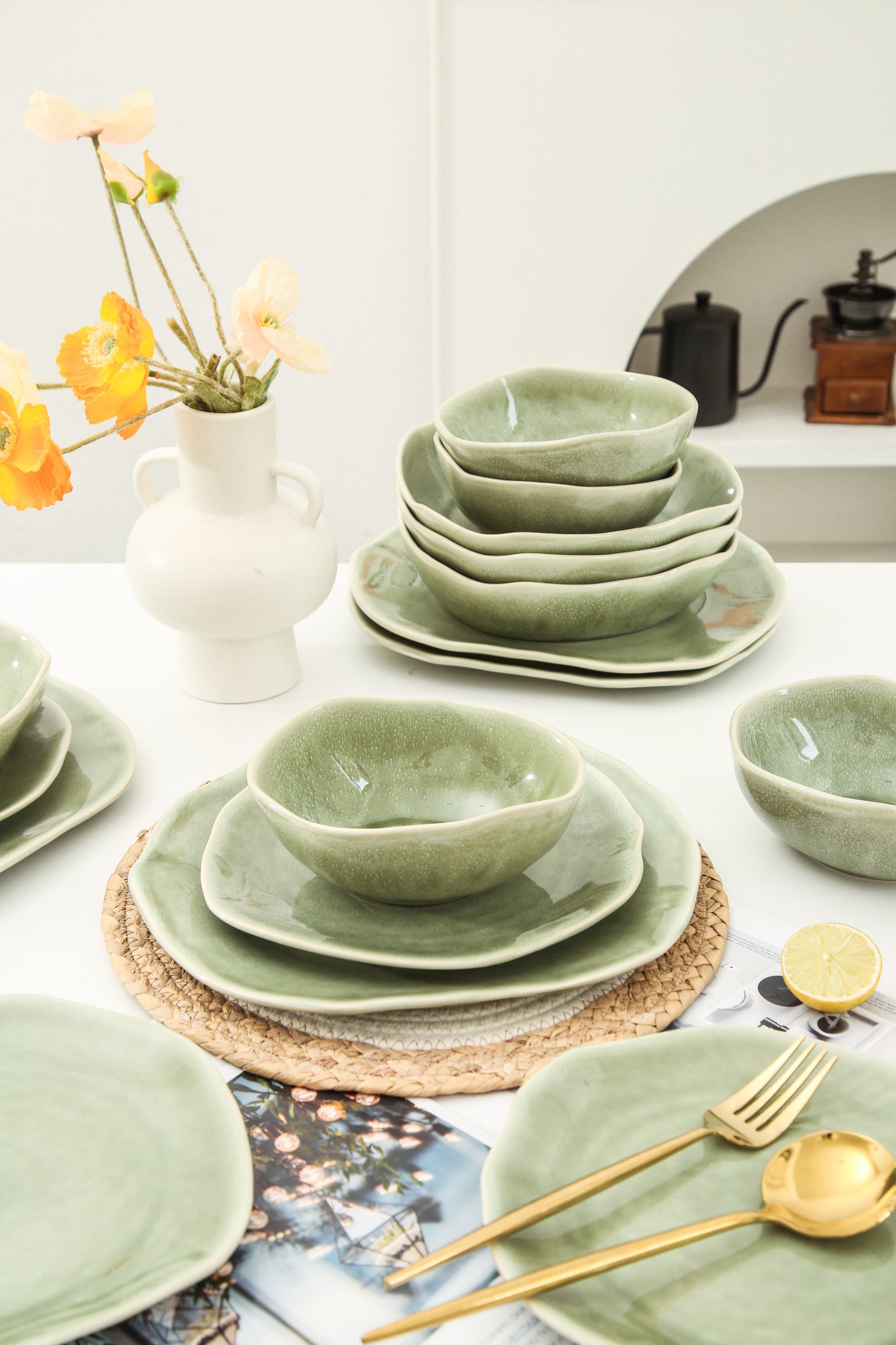 16 Piece Set Dinnerware Set-Royal Olive