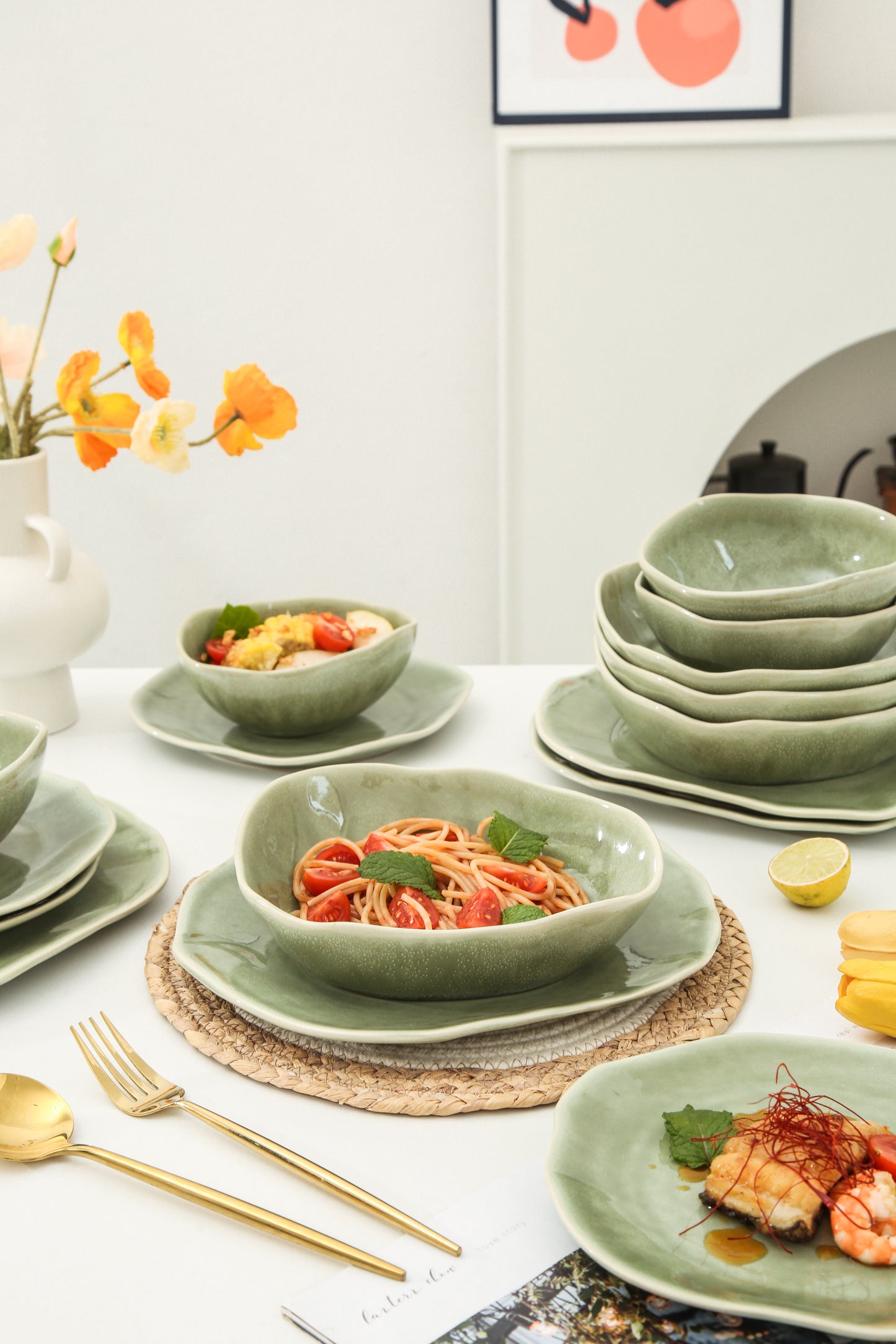 16 Piece Set Dinnerware Set-Royal Olive