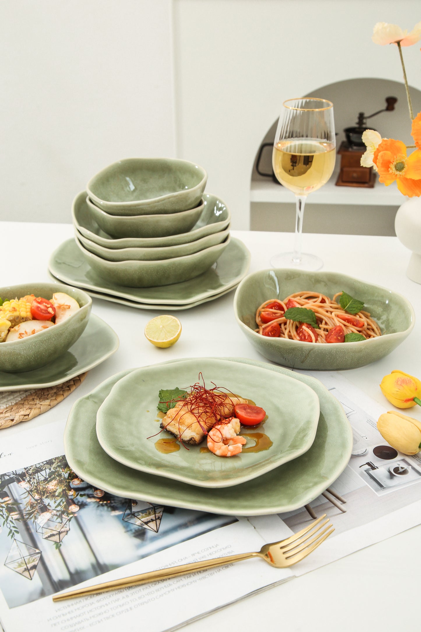 16 Piece Set Dinnerware Set-Royal Olive