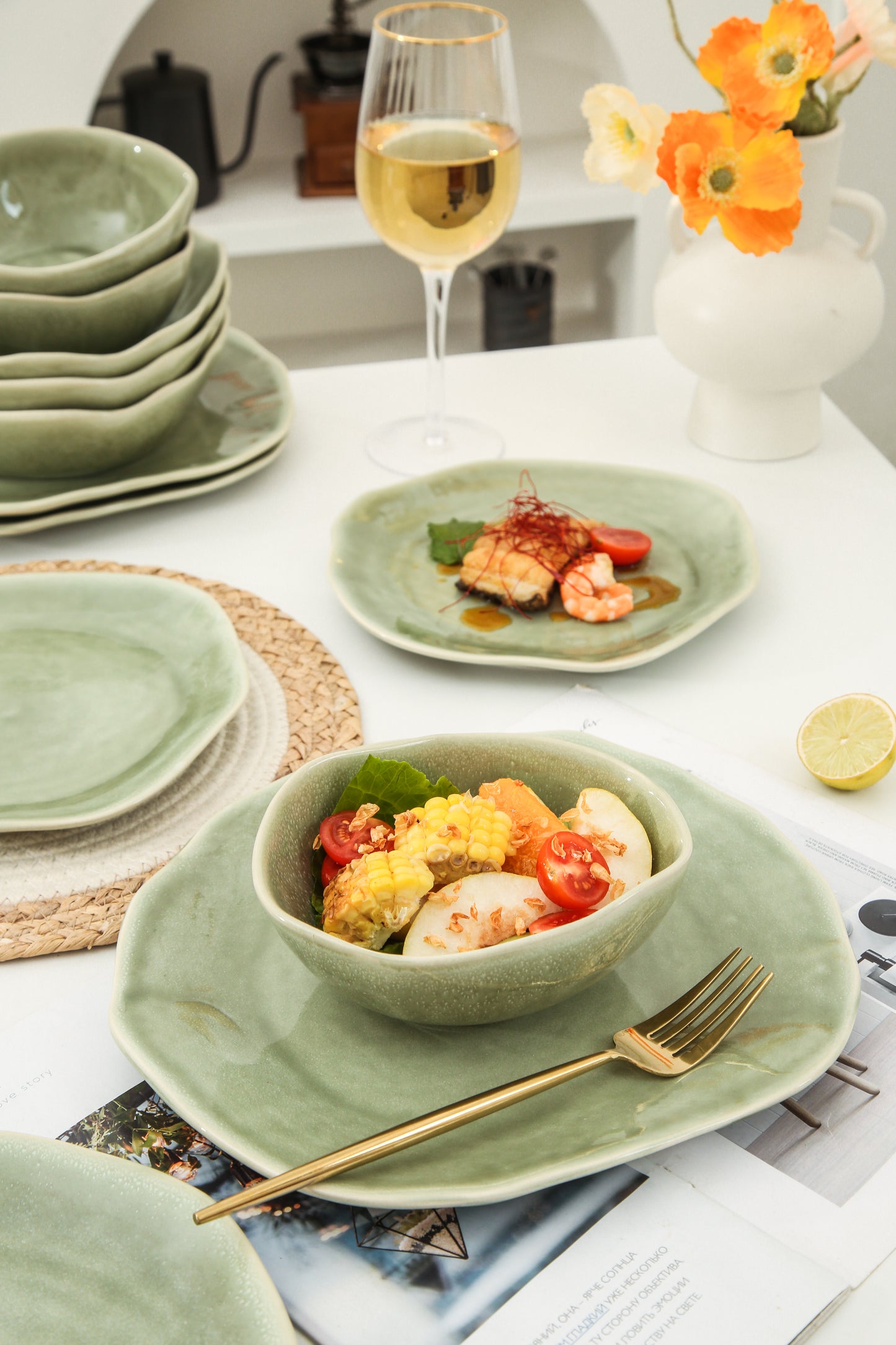 16 Piece Set Dinnerware Set-Royal Olive